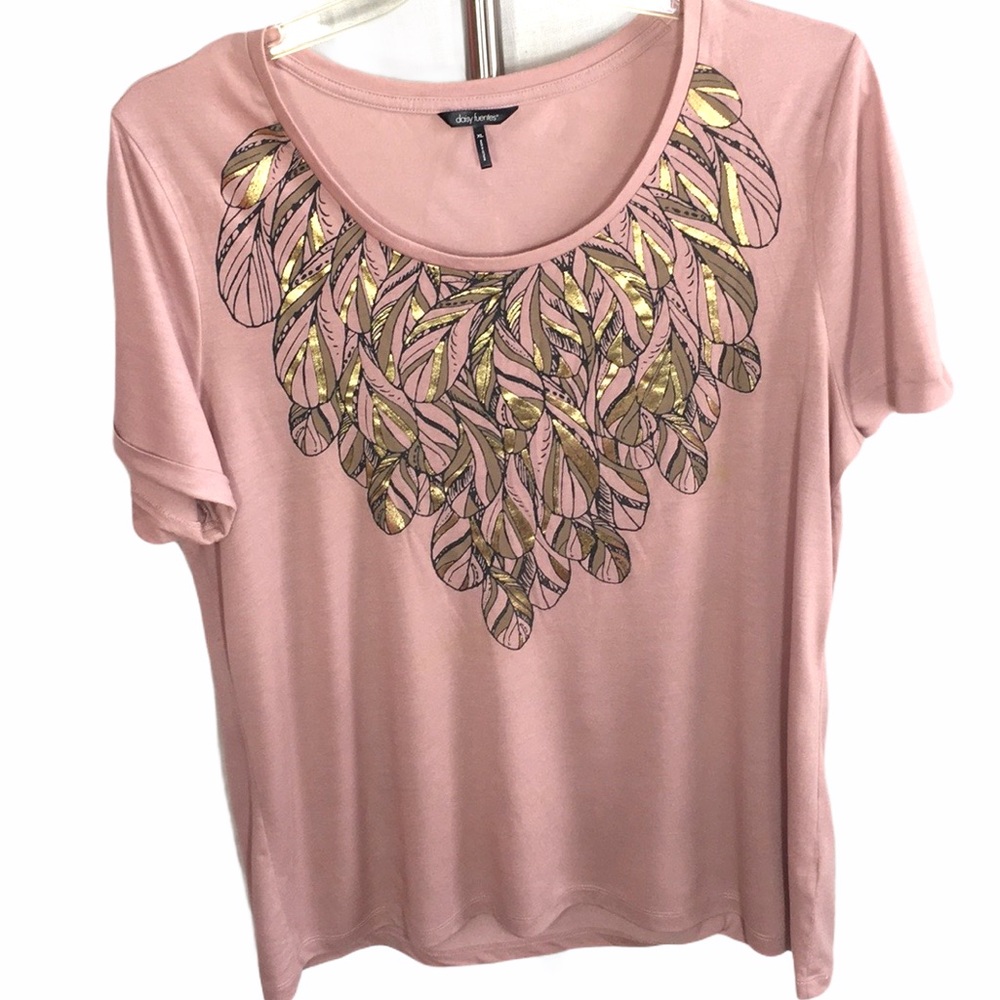 Daisy fuentes dusty pink gold tshirt - Picture 2 of 6